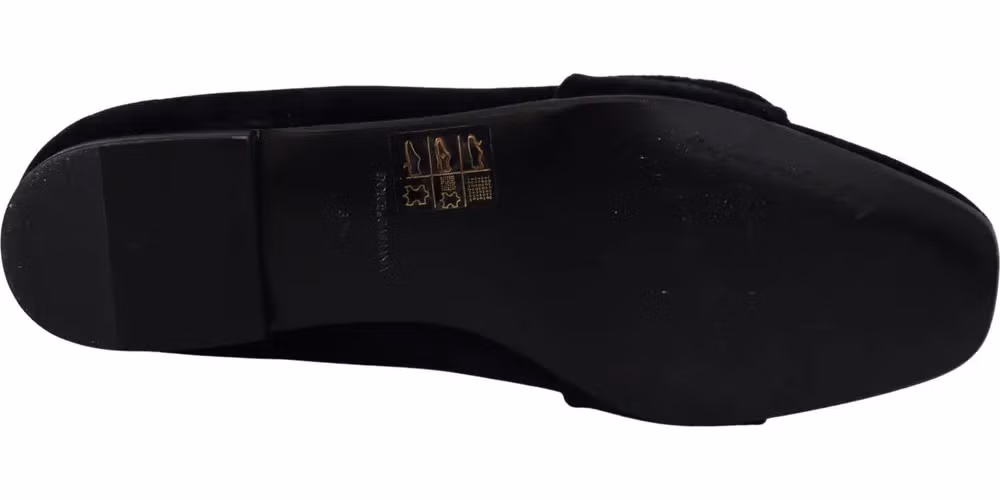 Black Velvet Crystals Loafers Flats Shoes