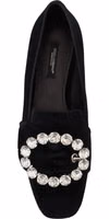 Black Velvet Crystals Loafers Flats Shoes 2