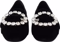 Black Velvet Crystals Loafers Flats Shoes 3