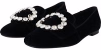 Black Velvet Crystals Loafers Flats Shoes 4