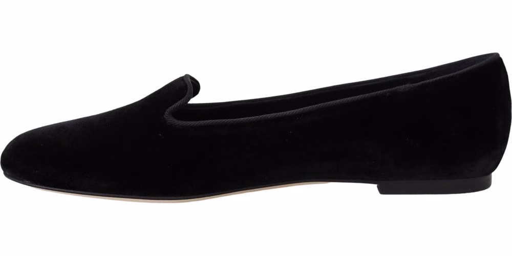 Black Velvet Slip Ons Loafers Flats Shoes