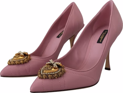 Pink Leather Heart DEVOTION Heels Pumps Shoes