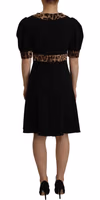 Black Leopard A-line Knee Length Dress 1