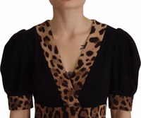 Black Leopard A-line Knee Length Dress 2