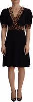 Black Leopard A-line Knee Length Dress 3