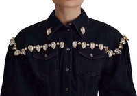 Blue Denim Crystal Embellish Cotton Jacket 3