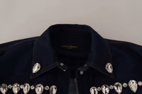 Blue Denim Crystal Embellish Cotton Jacket 4