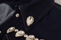 Blue Denim Crystal Embellish Cotton Jacket 5