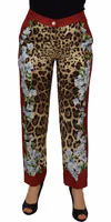 Multicolor Leopard Flora Printed Mid Waist Trouser Pants 2