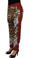 Multicolor Leopard Flora Printed Mid Waist Trouser Pants 3