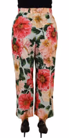 Multicolor Flora Printed High Waist Cropped Trouser Pants 2