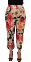 Multicolor Flora Printed High Waist Cropped Trouser Pants 3
