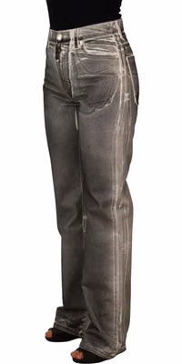 Grey Washed High Waist Denim Pants Cotton Jeans