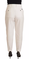 White High Waist Tapered Women Cotton Pants 1