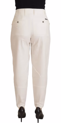 White High Waist Tapered Women Cotton Pants
