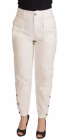 White High Waist Tapered Women Cotton Pants 2