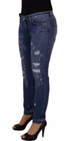 Blue Washed Cotton Skinny Low Waist Denim Jeans 1