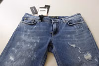 Blue Washed Cotton Skinny Low Waist Denim Jeans 5