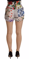 Multicolor Patchwork High Waist Cotton Shorts 1