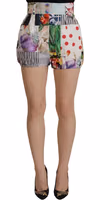 Multicolor Patchwork High Waist Cotton Shorts 2