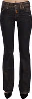 Black Washed Mid Waist Flared Denim Pants Cotton 1