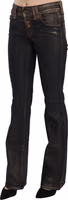Black Washed Mid Waist Flared Denim Pants Cotton 3