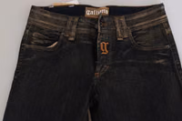 Black Washed Mid Waist Flared Denim Pants Cotton 5