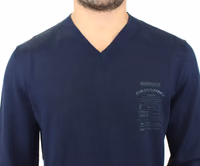 Blue Wool Blend V-neck Pullover Sweater 5