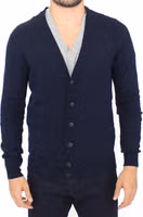 Blue Wool Cashmere Cardigan Pullover Sweater 1