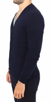Blue Wool Cashmere Cardigan Pullover Sweater 2