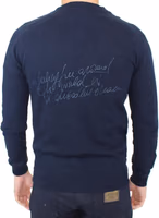 Blue Wool Cashmere Cardigan Pullover Sweater 3