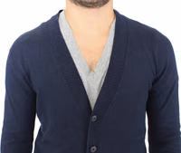 Blue Wool Cashmere Cardigan Pullover Sweater 5