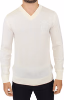 Off White Wool Blend V-neck Pullover Sweater 1