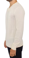 Off White Wool Blend V-neck Pullover Sweater 2