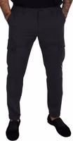 Gray Checked Cargo Trousers Stretch Pants 2
