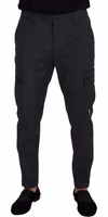 Gray Checked Cargo Trousers Stretch Pants 3