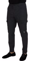 Gray Checked Cargo Trousers Stretch Pants 4