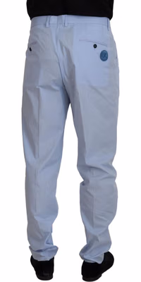 Blue Cotton Stretch Trousers Chinos Pants