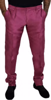 Pink Silk Slim Trousers Dress Formal Pants 1