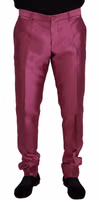 Pink Silk Slim Trousers Dress Formal Pants 2