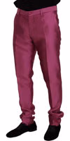Pink Silk Slim Trousers Dress Formal Pants 3