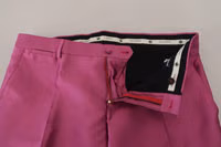 Pink Silk Slim Trousers Dress Formal Pants 5