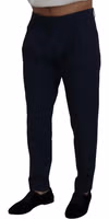 Blue Cotton Slim Trousers Chinos Pants 3