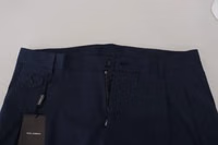 Blue Cotton Slim Trousers Chinos Pants 4