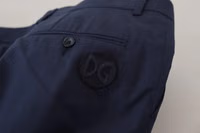 Blue Cotton Slim Trousers Chinos Pants 5