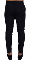 Blue Stretch Cotton Slim Trousers Chinos Pants 1