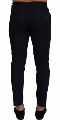Blue Stretch Cotton Slim Trousers Chinos Pants