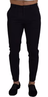 Blue Stretch Cotton Slim Trousers Chinos Pants 2