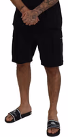 Black Cotton Bermuda Cargo Shorts 2