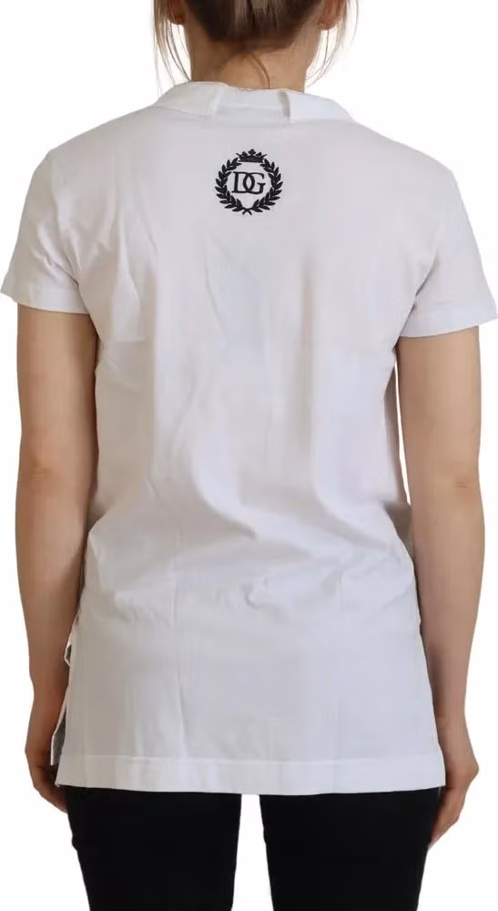 White Short Sleeve V-neck Cotton Top Blouse T-shirt